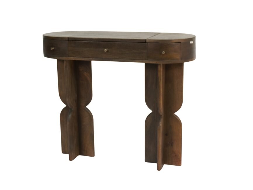 Wooden pillar design vanity with mirror