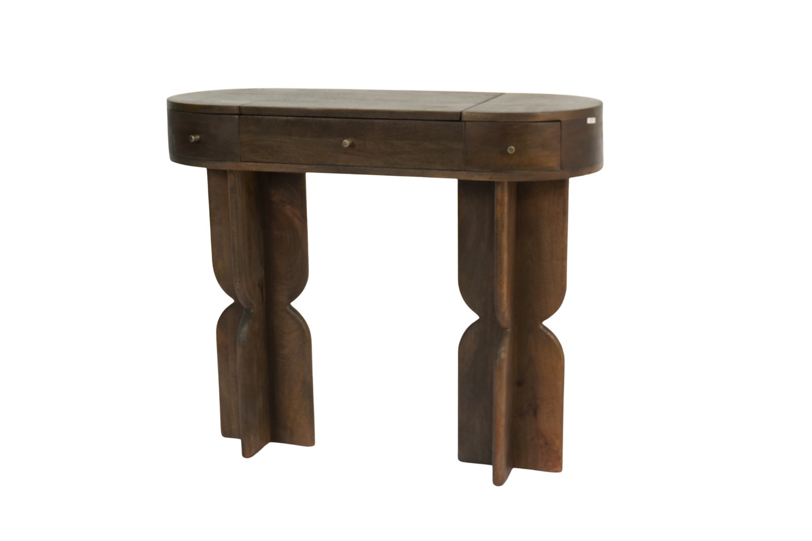Wooden pillar design vanity with mirror