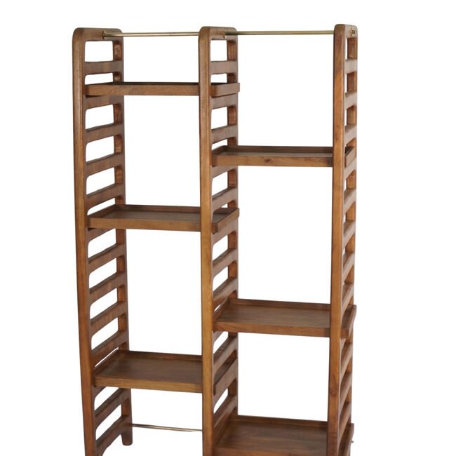 Wooden tall rack with wooden shelves