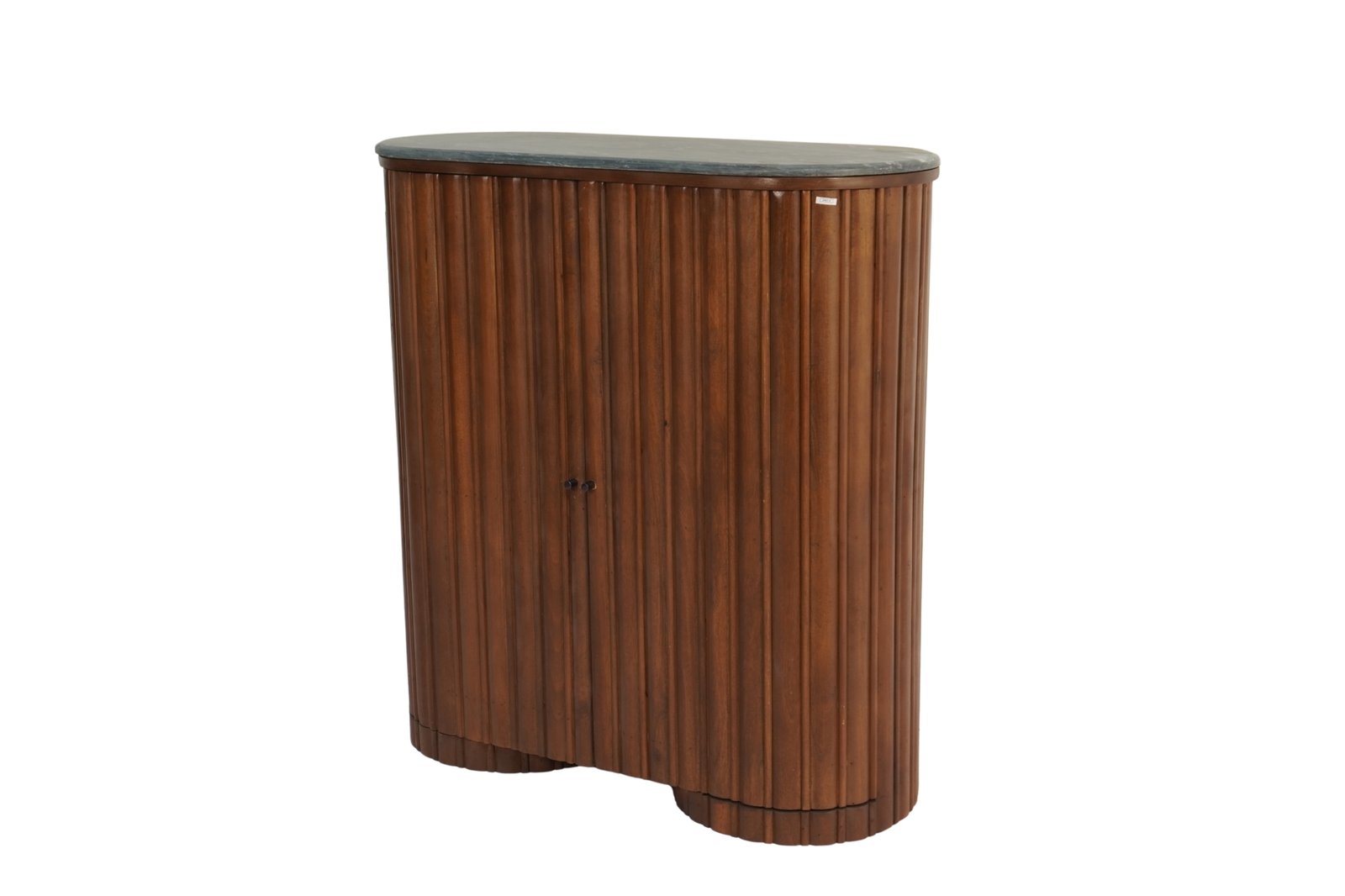 Wooden tall pillar design cabinet with marble top