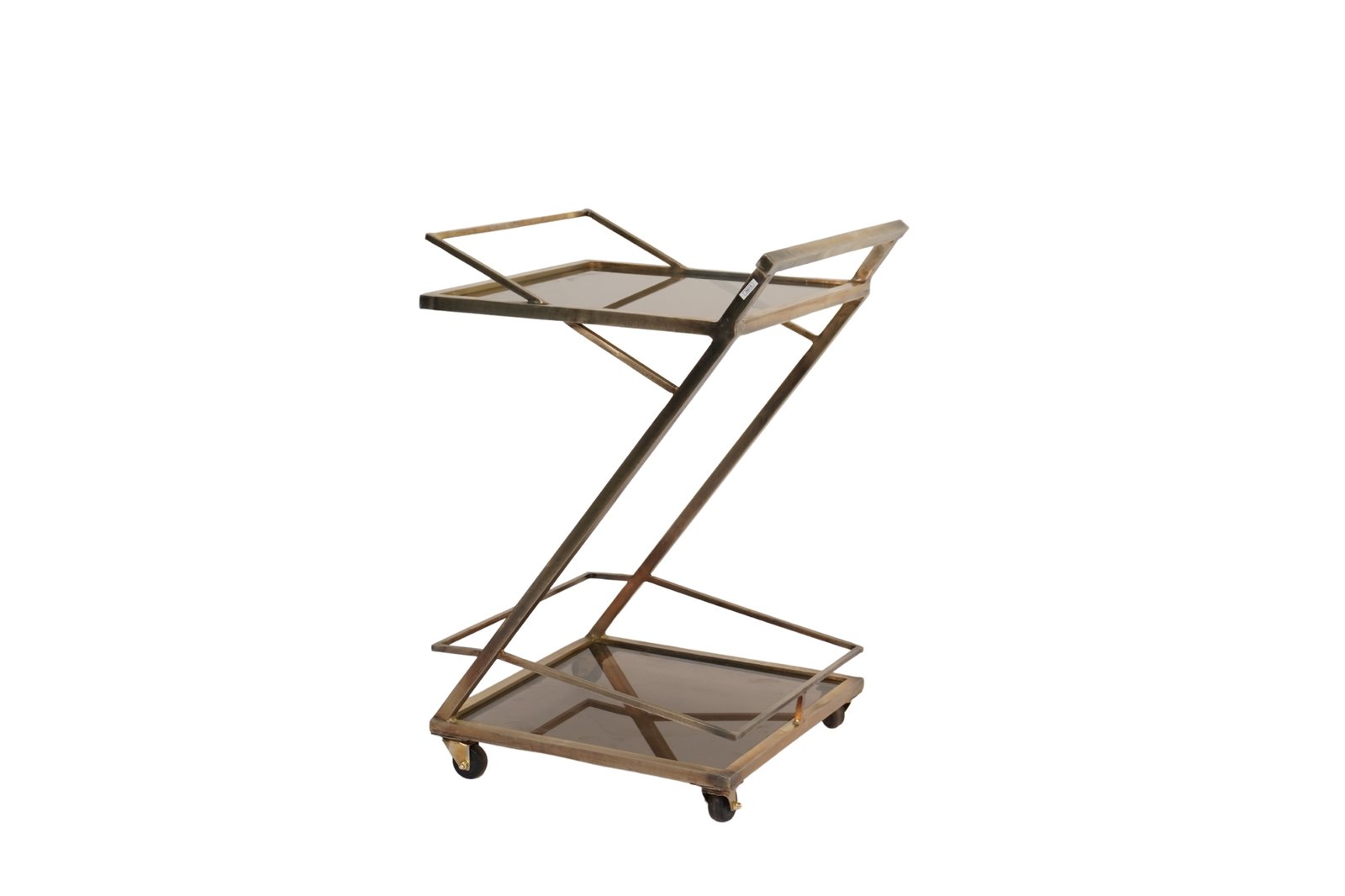 Iron Square trolley with brown glass tops