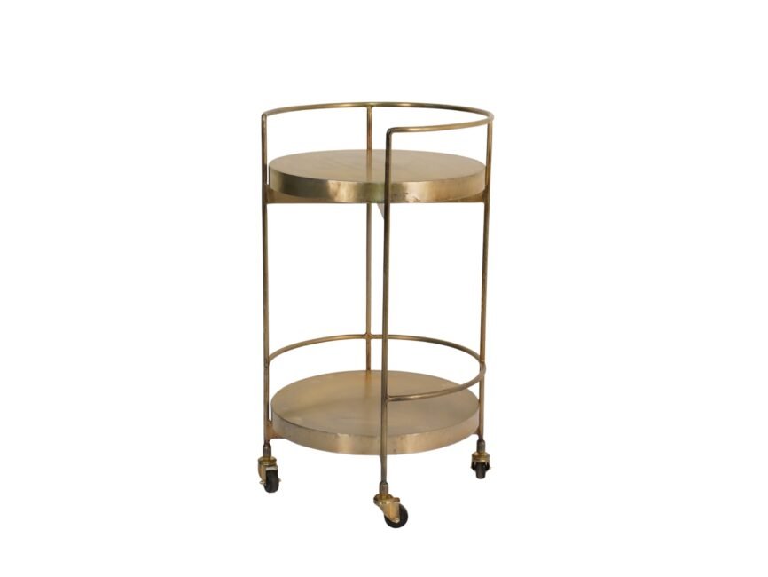 Iron round trolley with sheet top trays