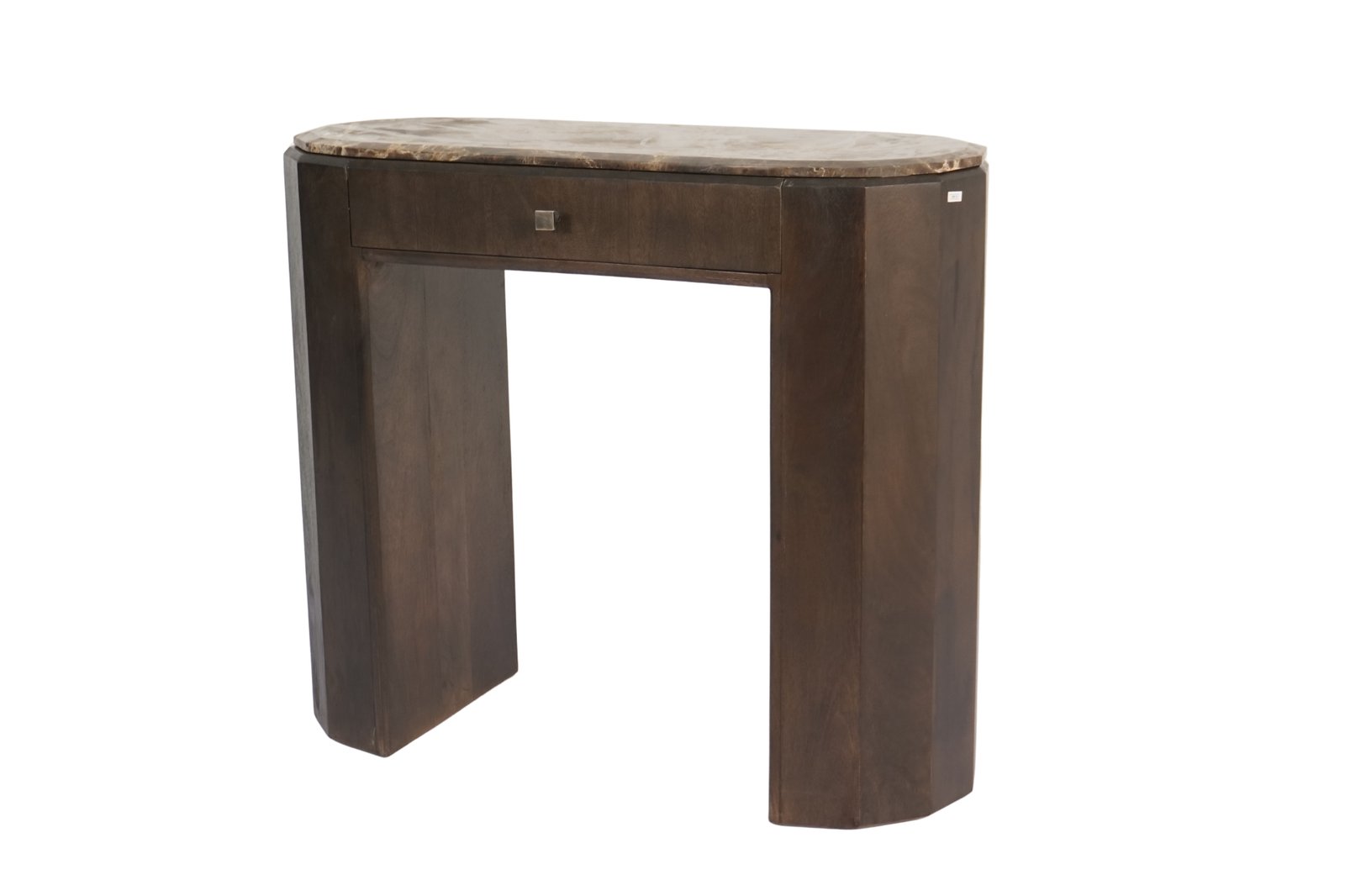 Wooden diamond design 1 drawer console with empadore marble top