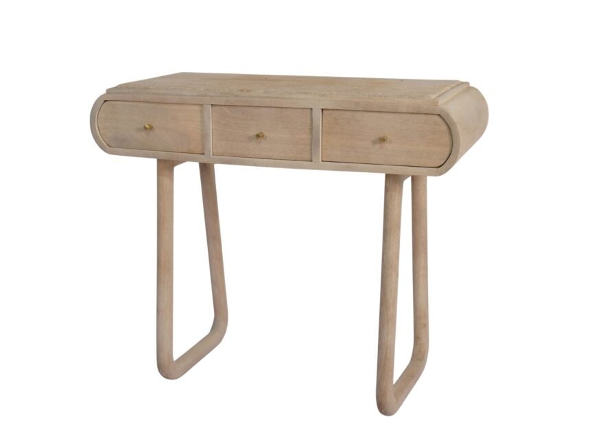 Wooden 3 drawer desk with travertine stone top