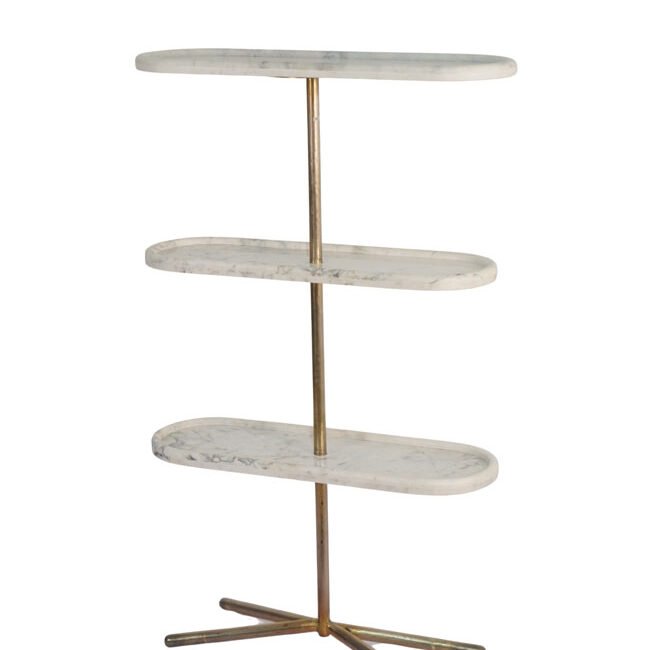 Iron tall shelf with floating marble tops