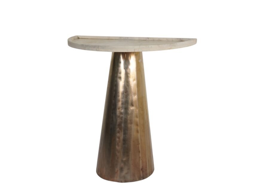 Iron forged taper console with marble tray top