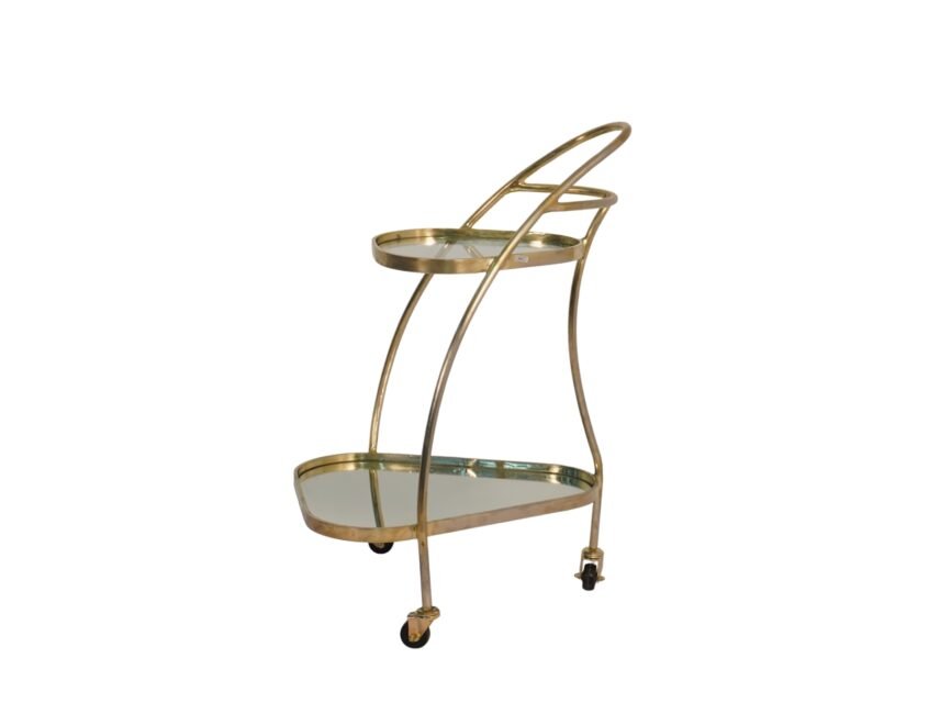 Iron forged triangular trolley with glass tops