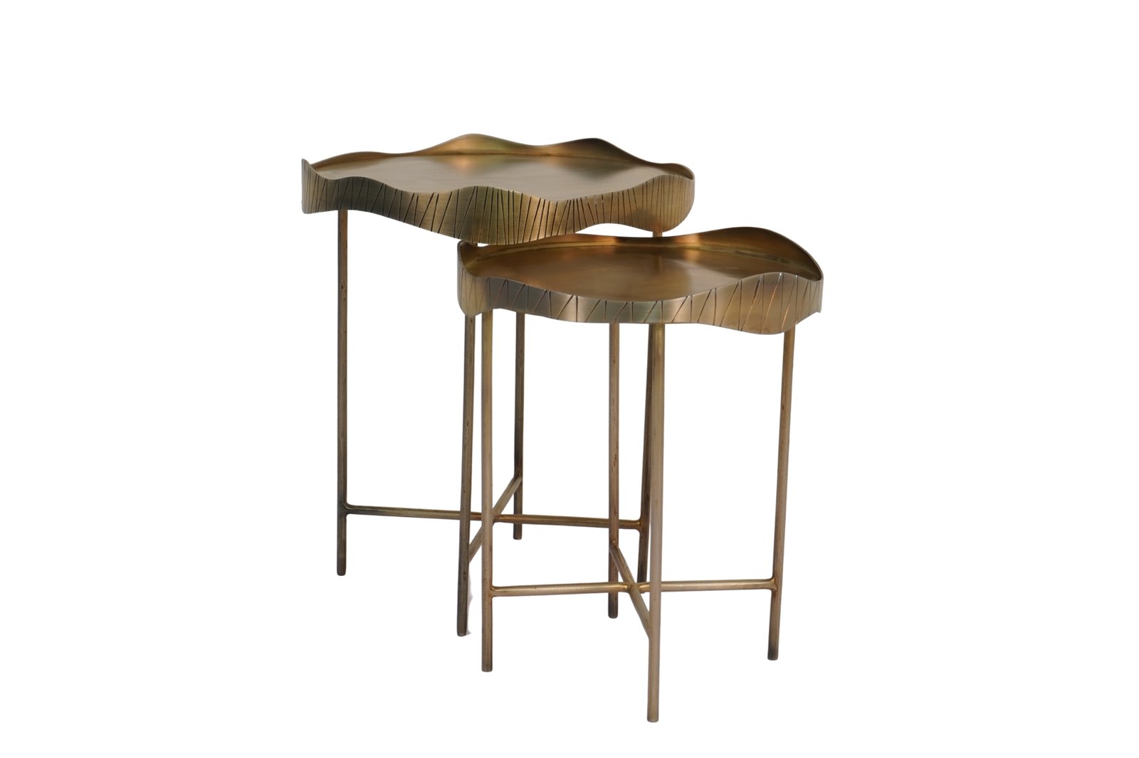 Iron wave design set of 2 tables with sheet top