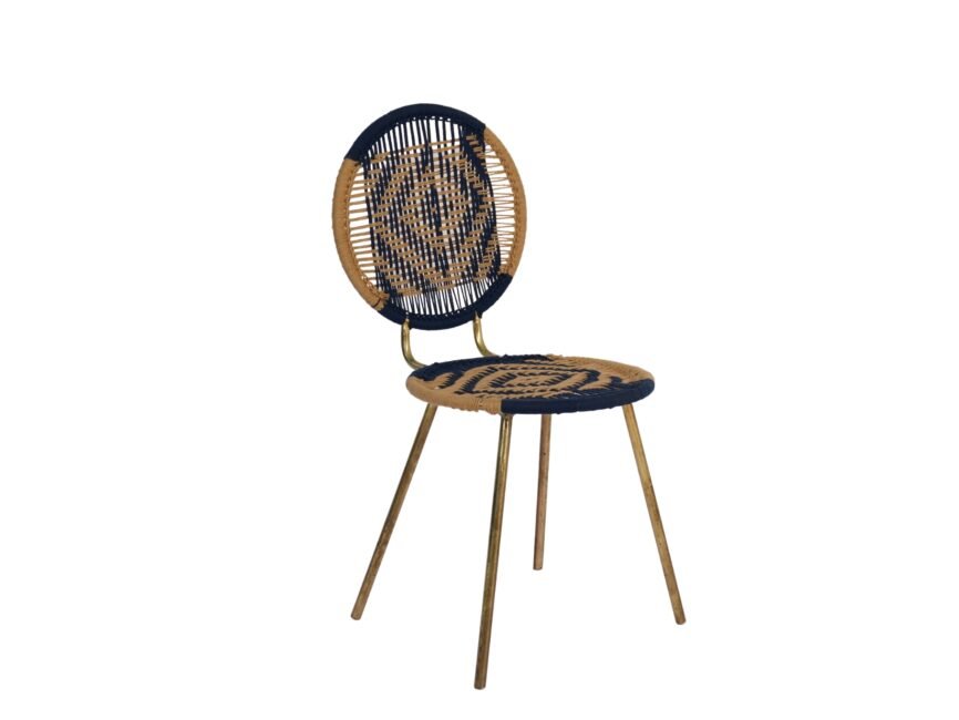 Iron circle design chair with Jute weave