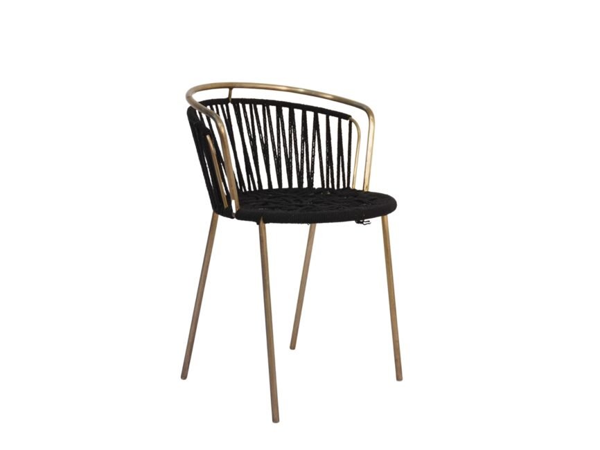Iron chair with Black cotton weave