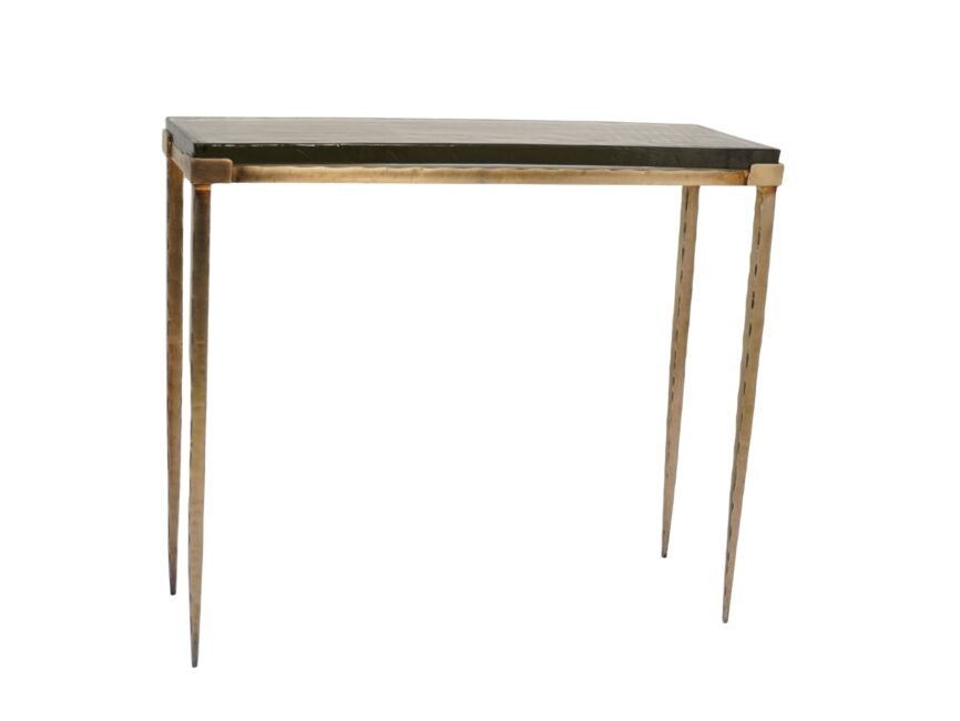 Iron forged console with casted glass top