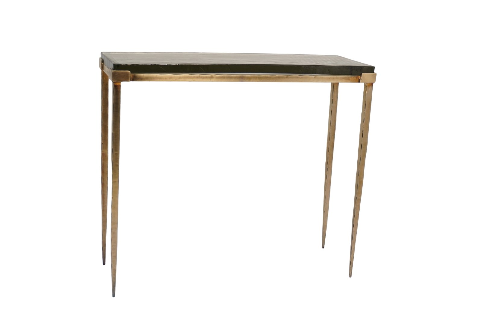 Iron forged console with casted glass top