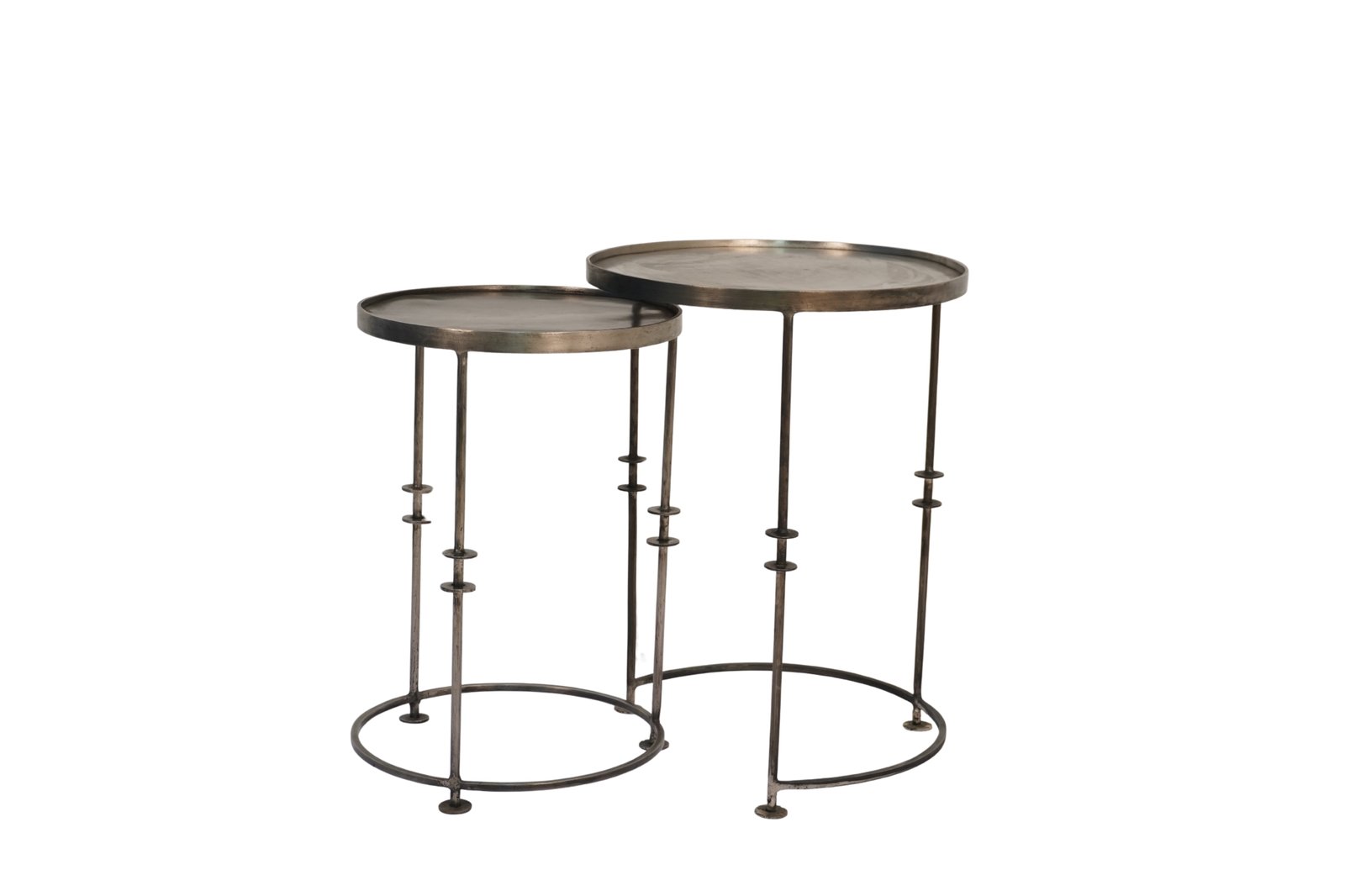 Iron disc design nesting tables with sheet top