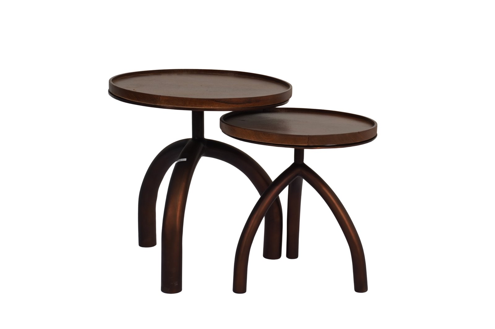 Iron forged tables with wooden tray tops
