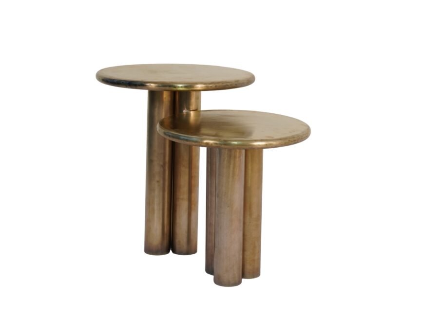 Iron pillar design set of 2 tables with sheet top