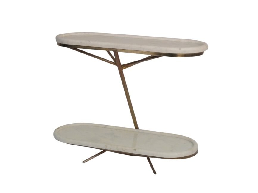 Iron forged console with twin marble tops