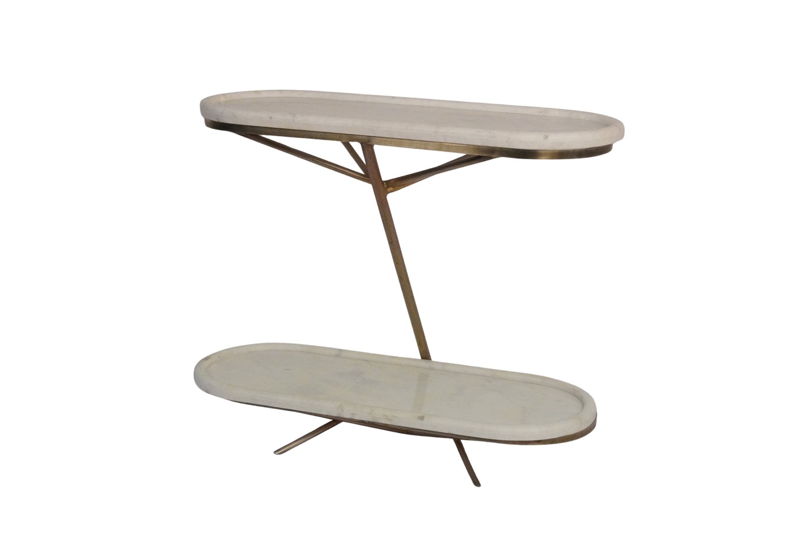 Iron forged console with twin marble tops