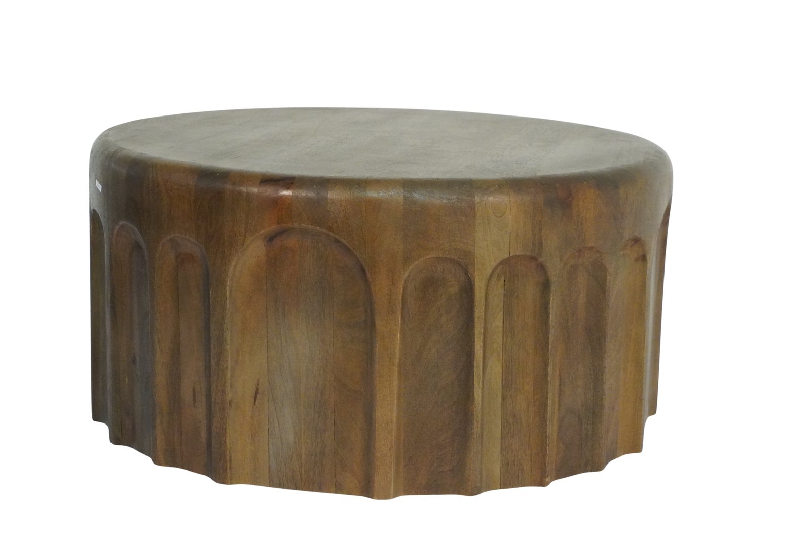 Wooden multi arch carved design round coffee table