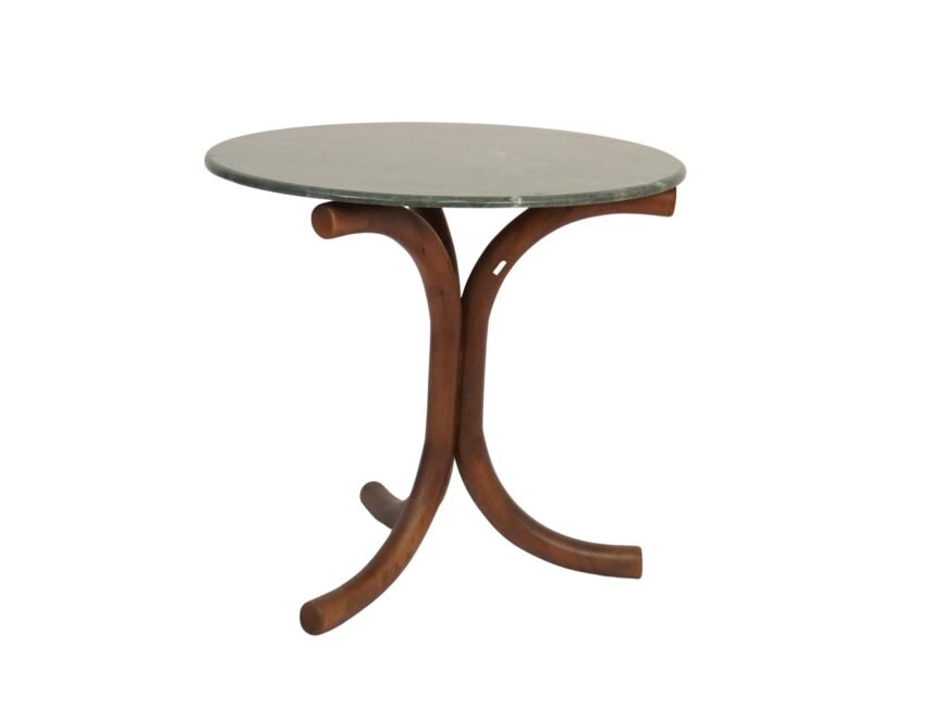 Wooden C design tall table with marble top