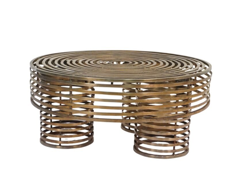 Iron multi ring design round coffee table