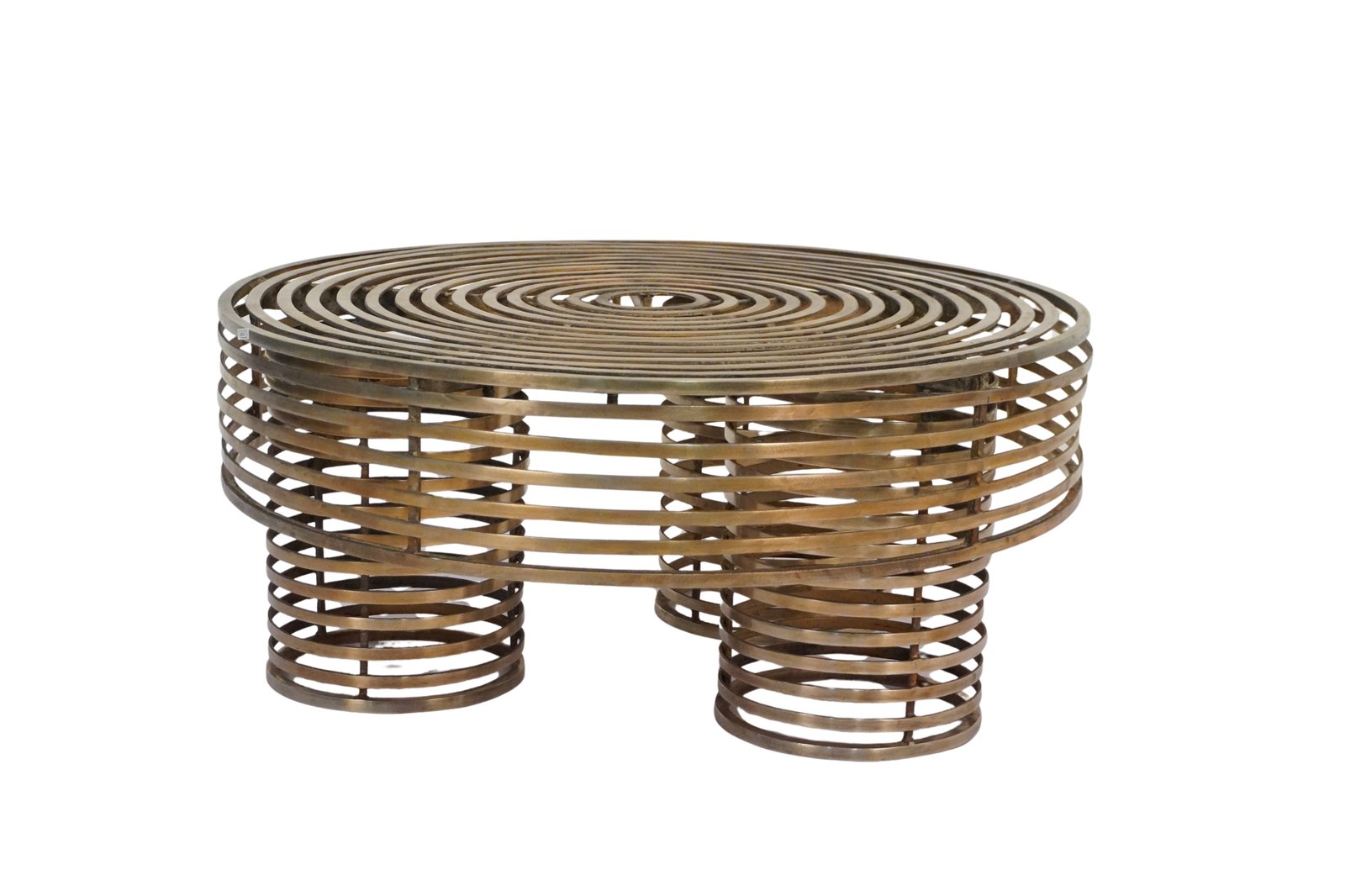 Iron multi ring design round coffee table