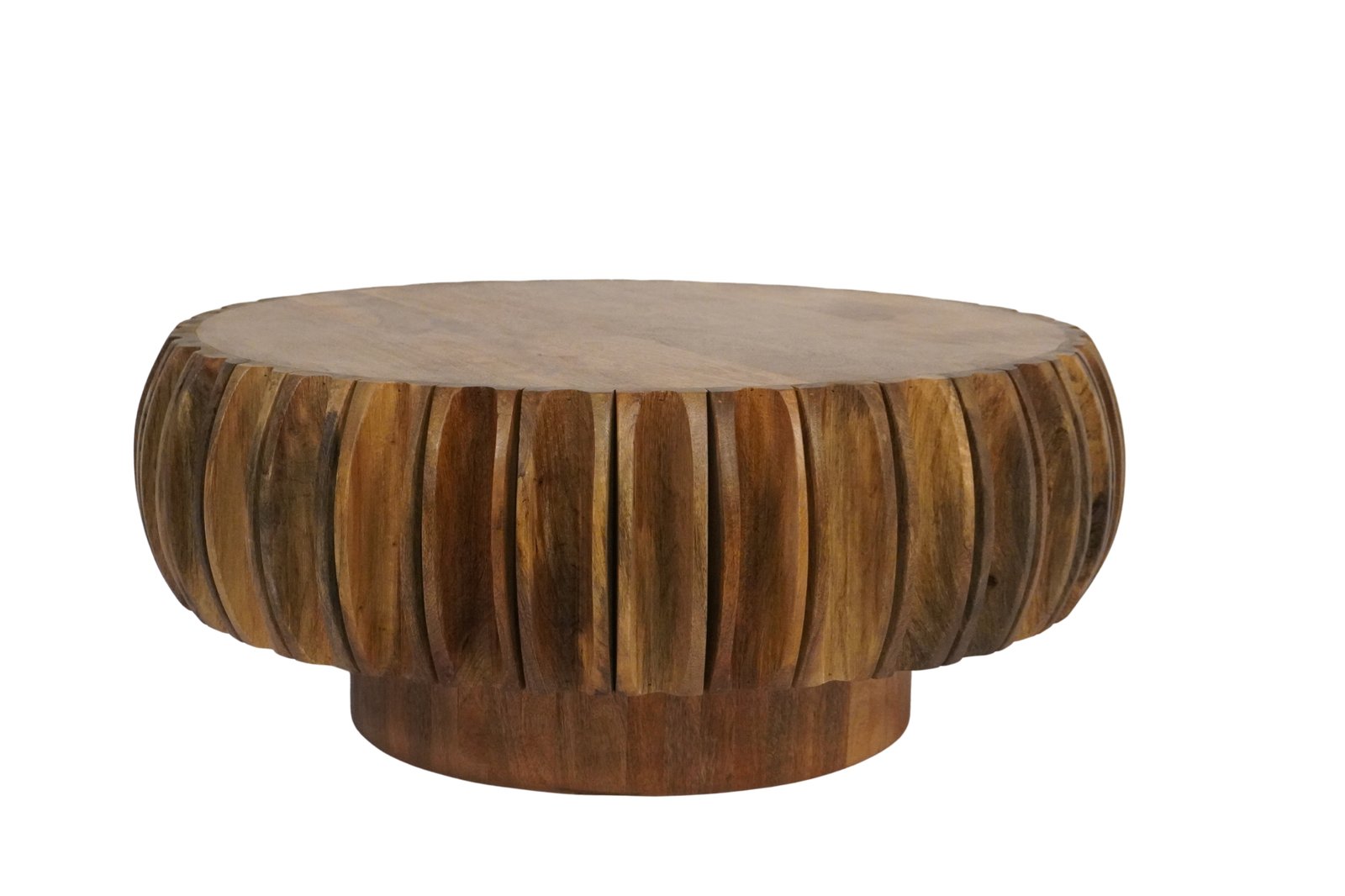 Wooden lotus design round coffee table