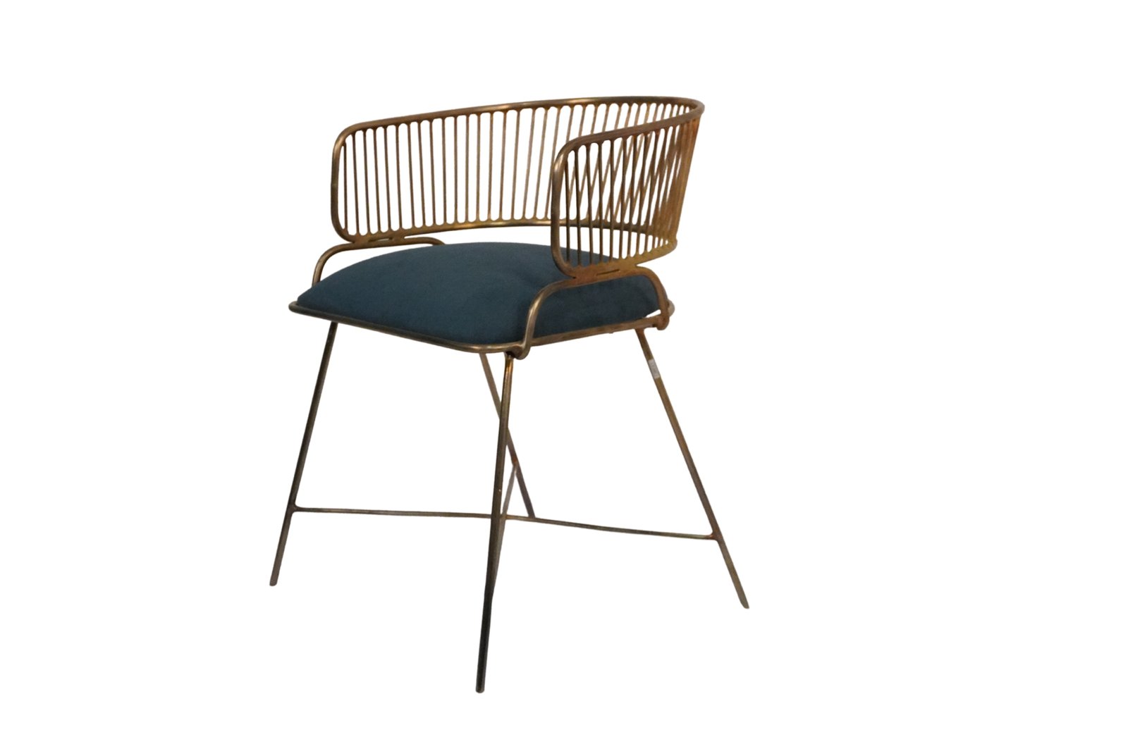 Iron forged wire chair with fabric seat