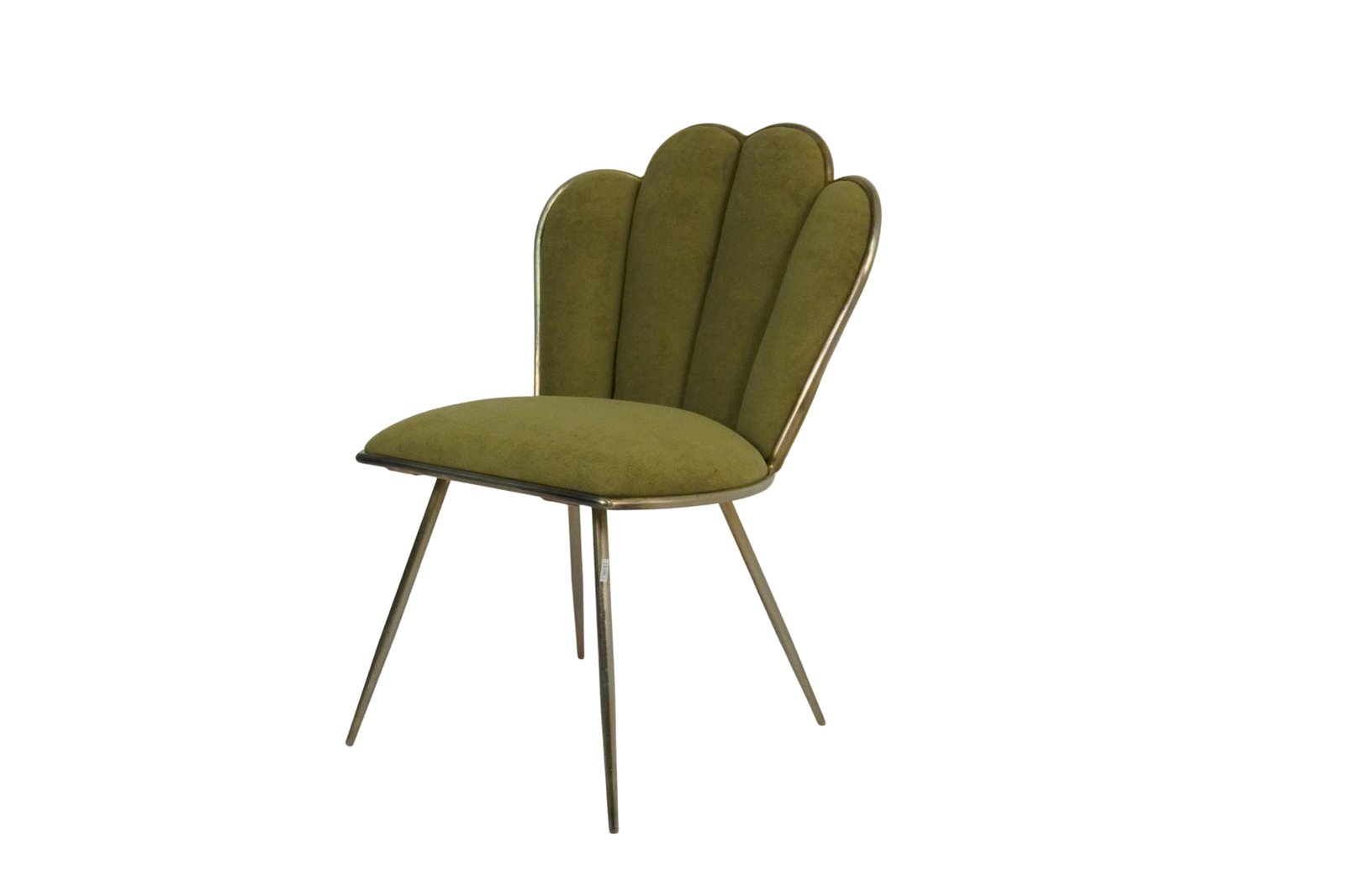 Iron scallop design chair with fabric seat and back