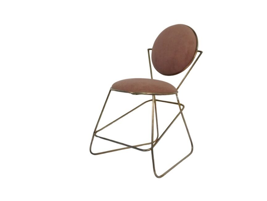 Iron deco design chair with fabric seat and back