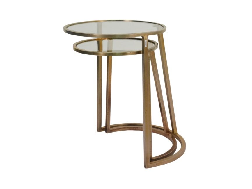 Iron Forged set of 2 tables with glass top