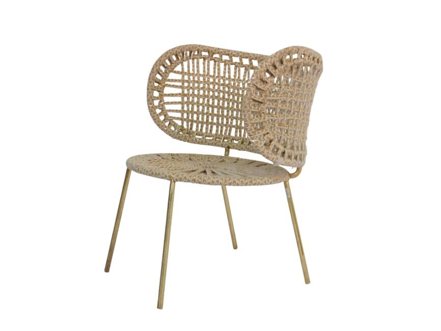 Iron forged curveback chair with fabric weave