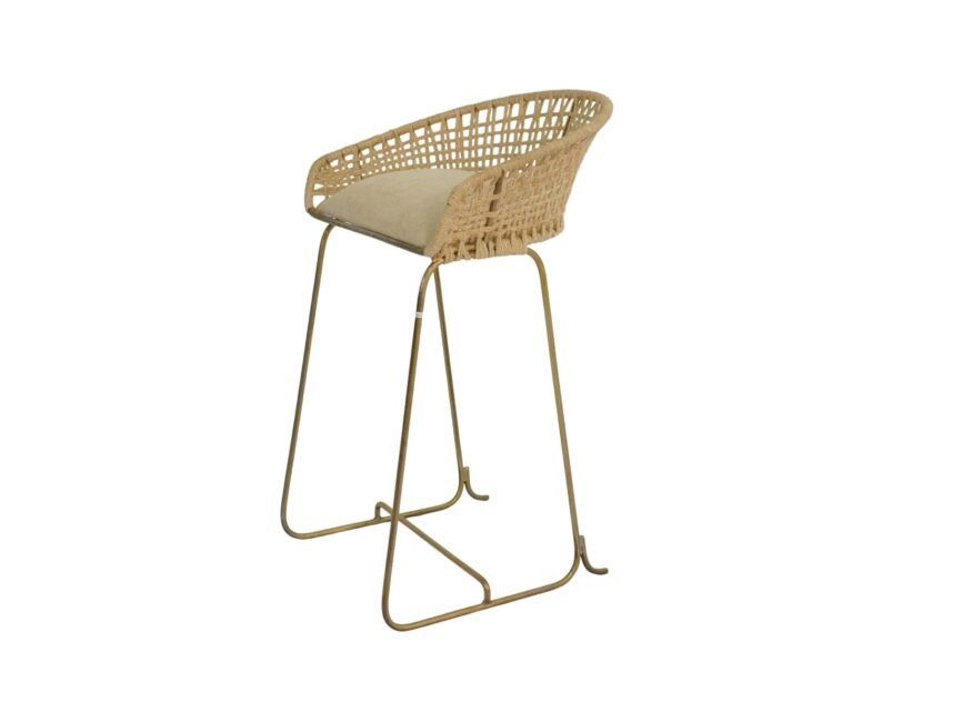 Iron bar chair with weaved back
