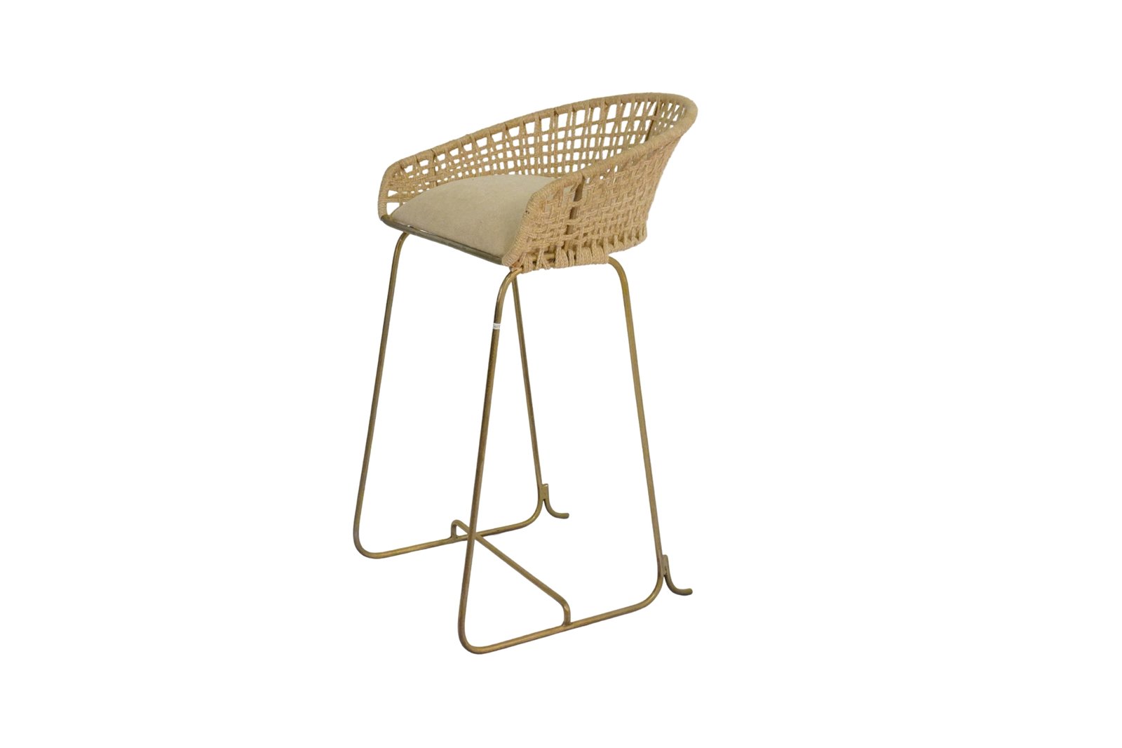 Iron bar chair with weaved back