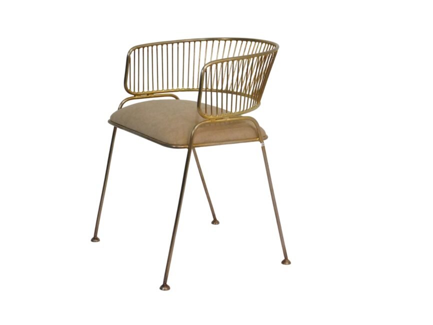 Iron forged wire chair with fabric seat