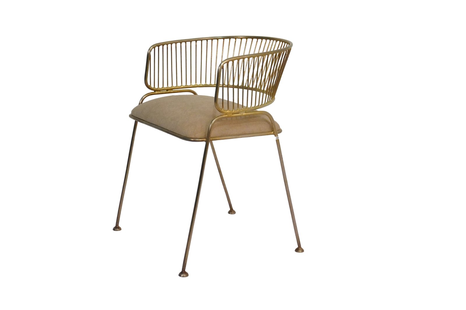 Iron forged wire chair with fabric seat