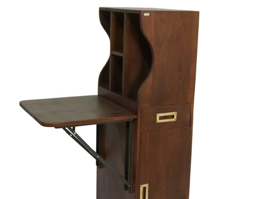 Wooden desk with folding shelf