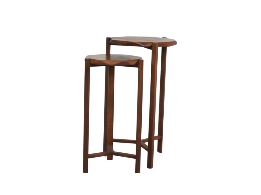 Wooden diamond edge top set of 2 tables