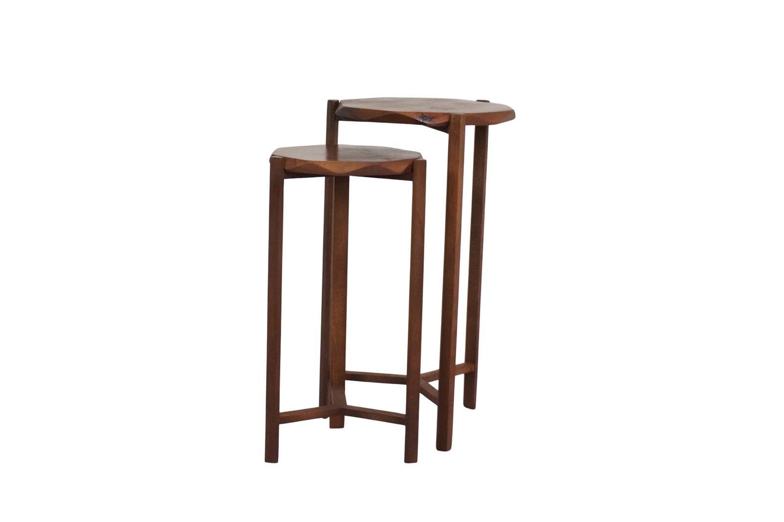 Wooden diamond edge top set of 2 tables
