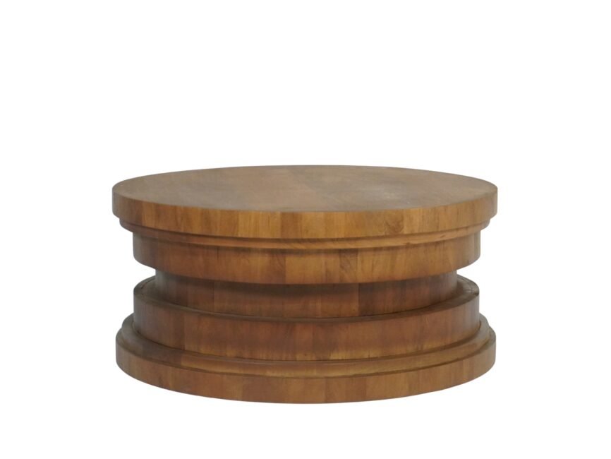 Wooden multi step design round coffee table
