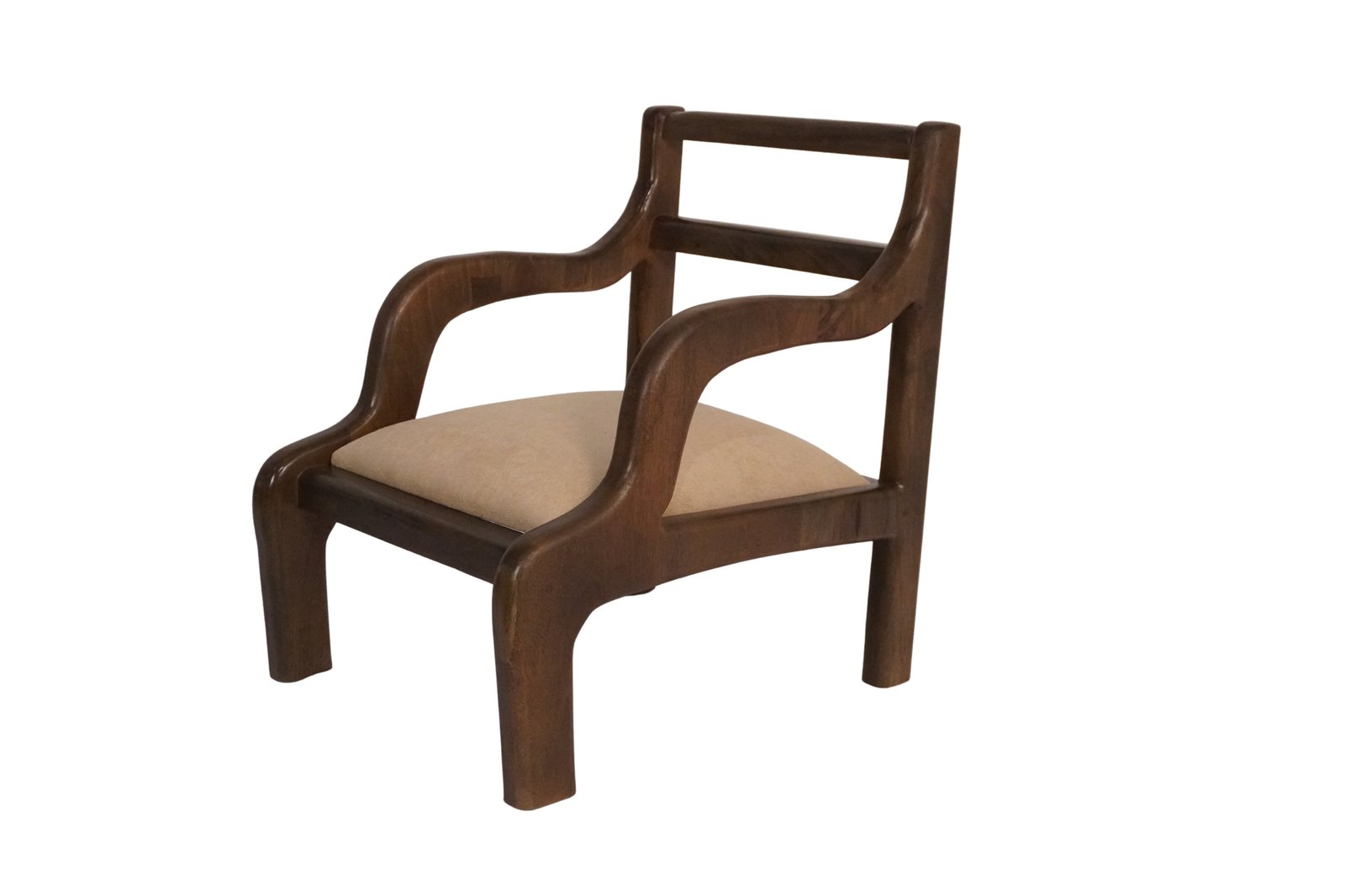 Wooden curve design chair with fabric seat and back