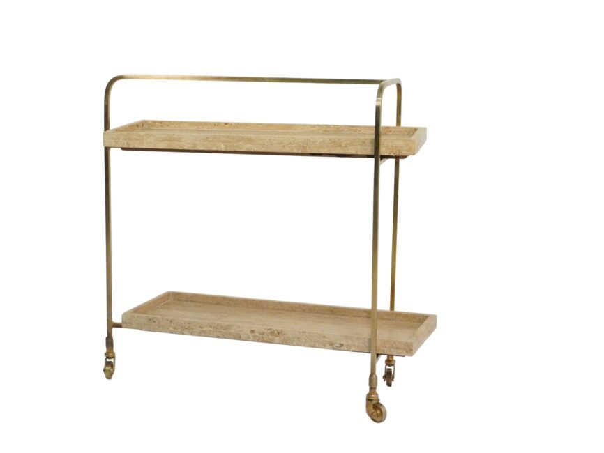 Iron modern trolley with travertine stone tops