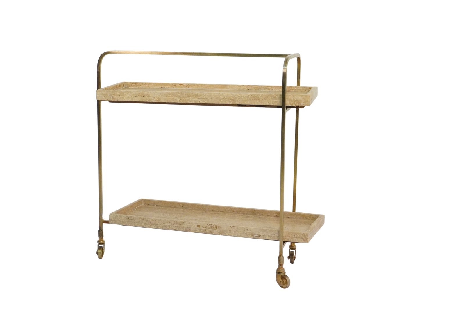 Iron modern trolley with travertine stone tops