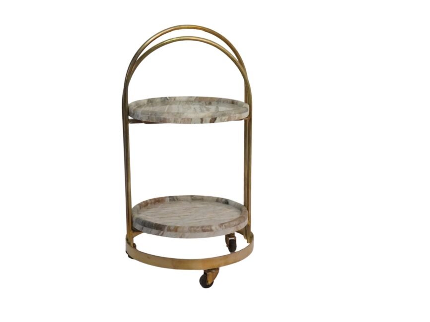 Iron Arch design trolley with marble tray tops
