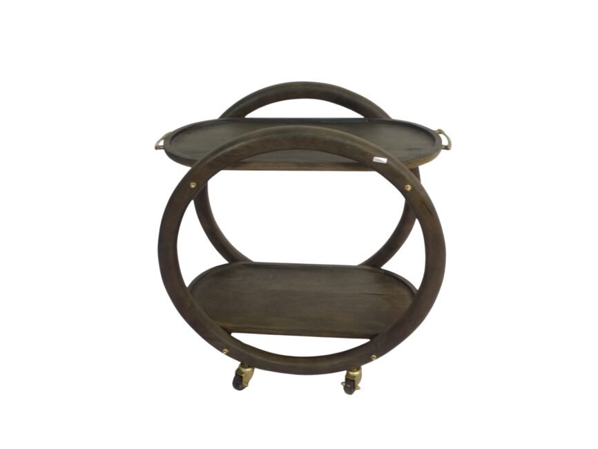 Wooden circluar design trolley with tray tops