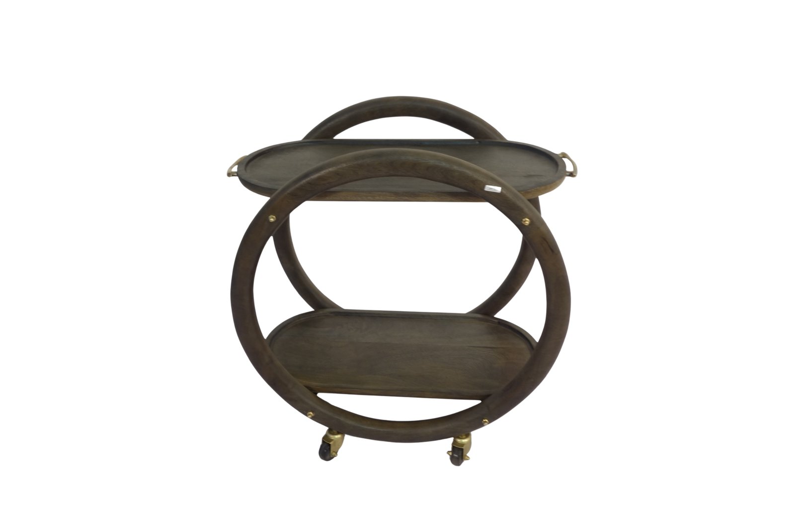 Wooden circluar design trolley with tray tops