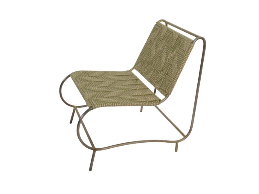Iron curve design chair with weaved fabric