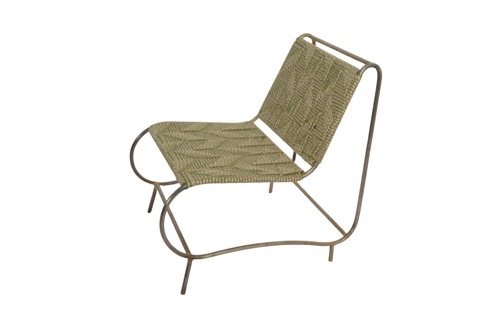 Iron curve design chair with weaved fabric