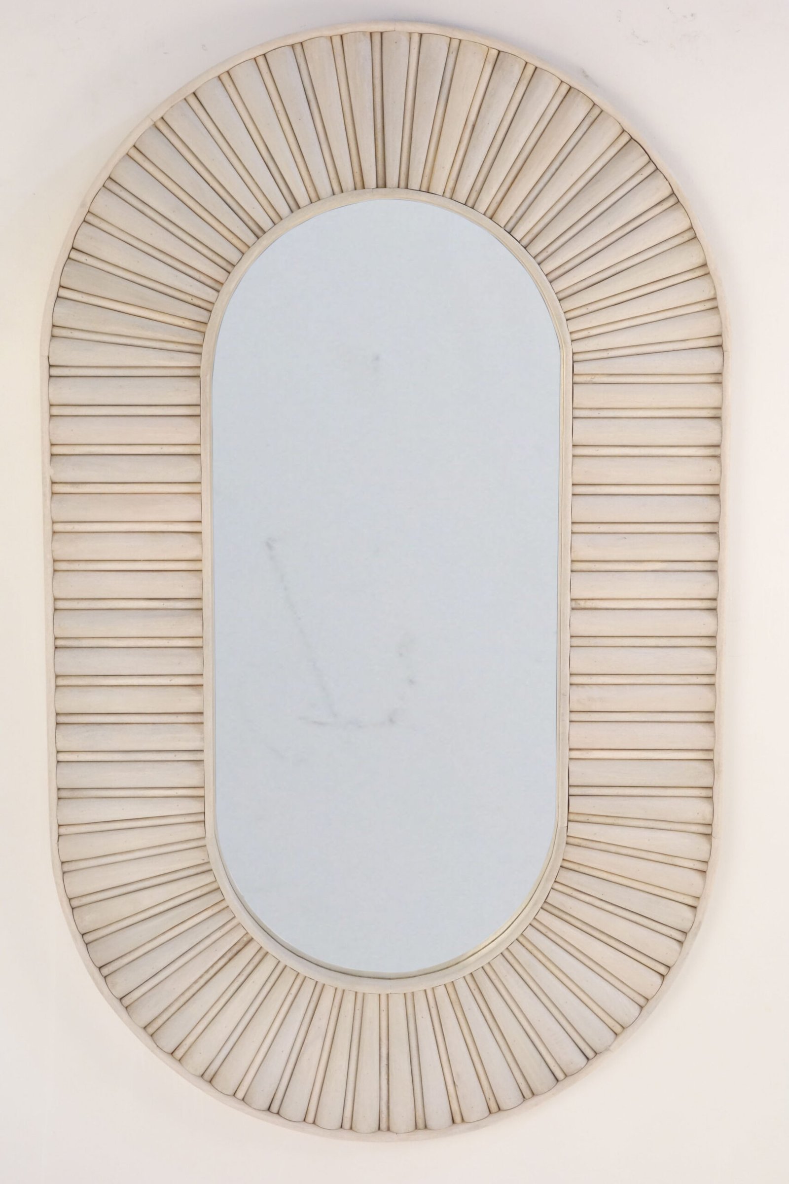 Wooden Striped oval Mirror