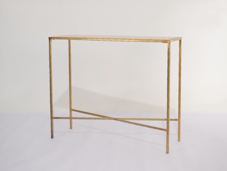 Iron console with travertine stone top