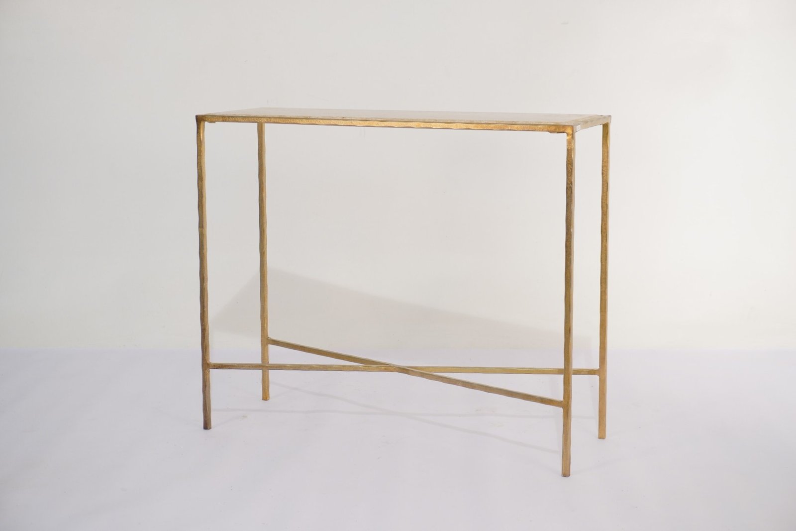 Iron console with travertine stone top